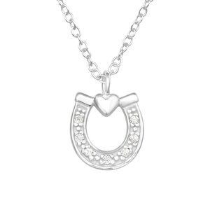 Sterling Silver Heart Horseshoe Necklace